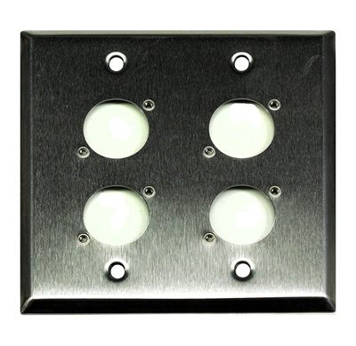 Whirlwind WP2/4NDH Wall Plate, Punched for Four Neutrik D XLRs