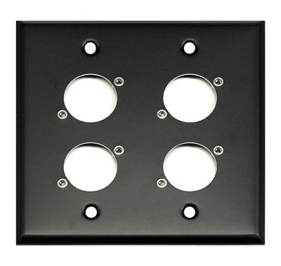 Whirlwind WP2B/4NDH Wall Plate, Punched for Four Neutrik D XLRs