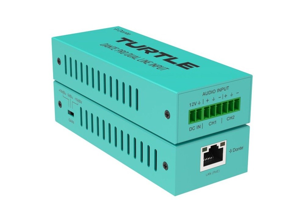 TurtleAV D2LEN-PRO Two-Channel Analog Line to Dante Input Converter