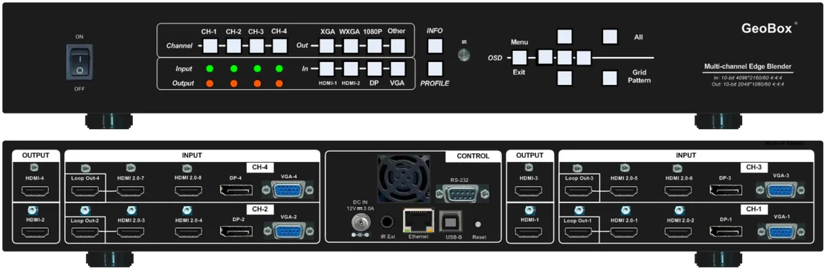 VigilLink GeoBox M804ex Four-channel Edge Blending And Projection-mapping Processor