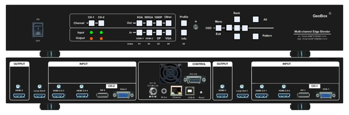 VigilLink GeoBox M812 Two-channel 4K-in / 2K-out Modular Edge Blending Processor