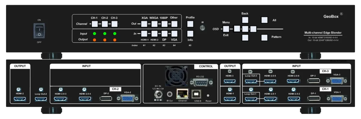 VigilLink GeoBox M813 Three-channel 4K-in / 2K-out Modular Edge Blending Processor