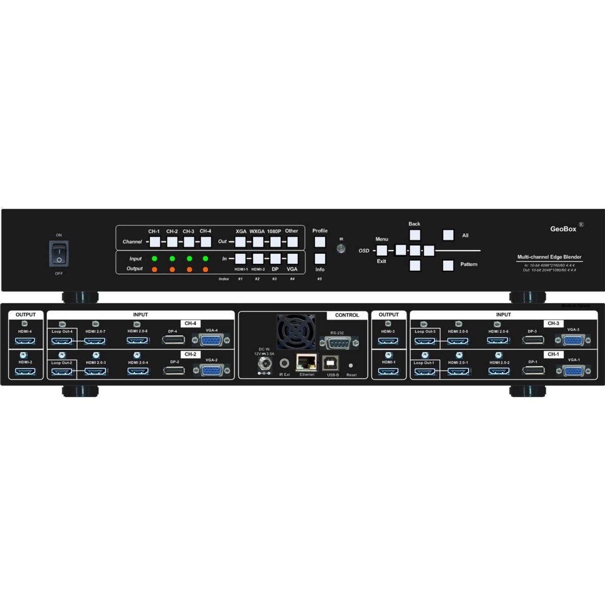 VigilLink GeoBox M814 Four-channel 4K-in / 2K-out Modular Edge Blending Processor - view 2