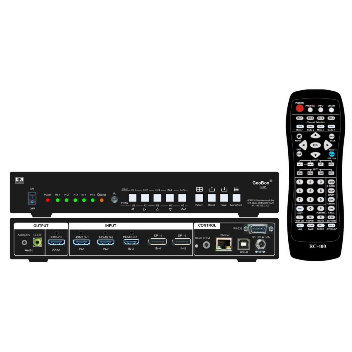 VigilLink S901 5-input Seamless 4K Switcher - view 2