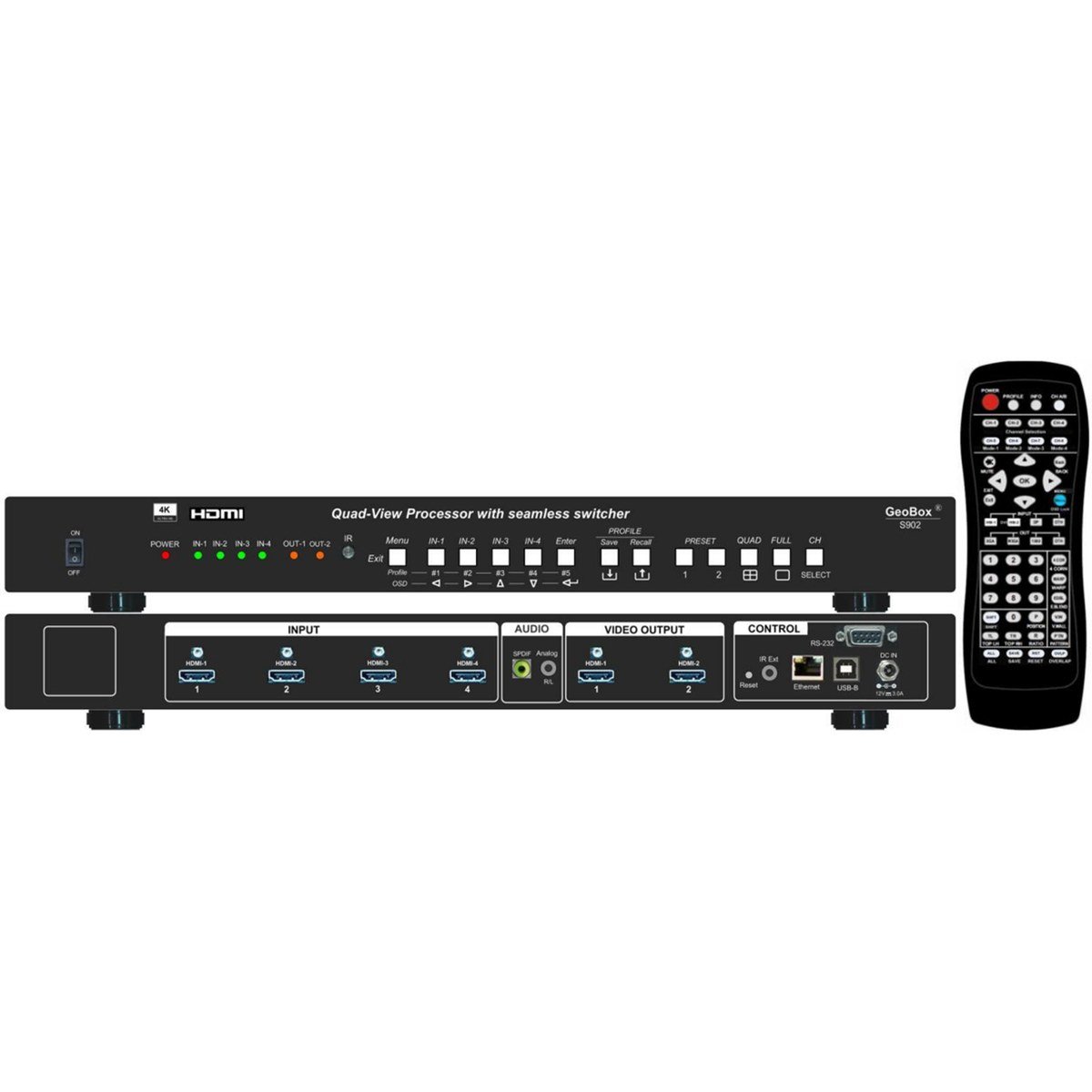 VigilLink S902 4-input, 2-output UHD Quad-view Processor - view 2