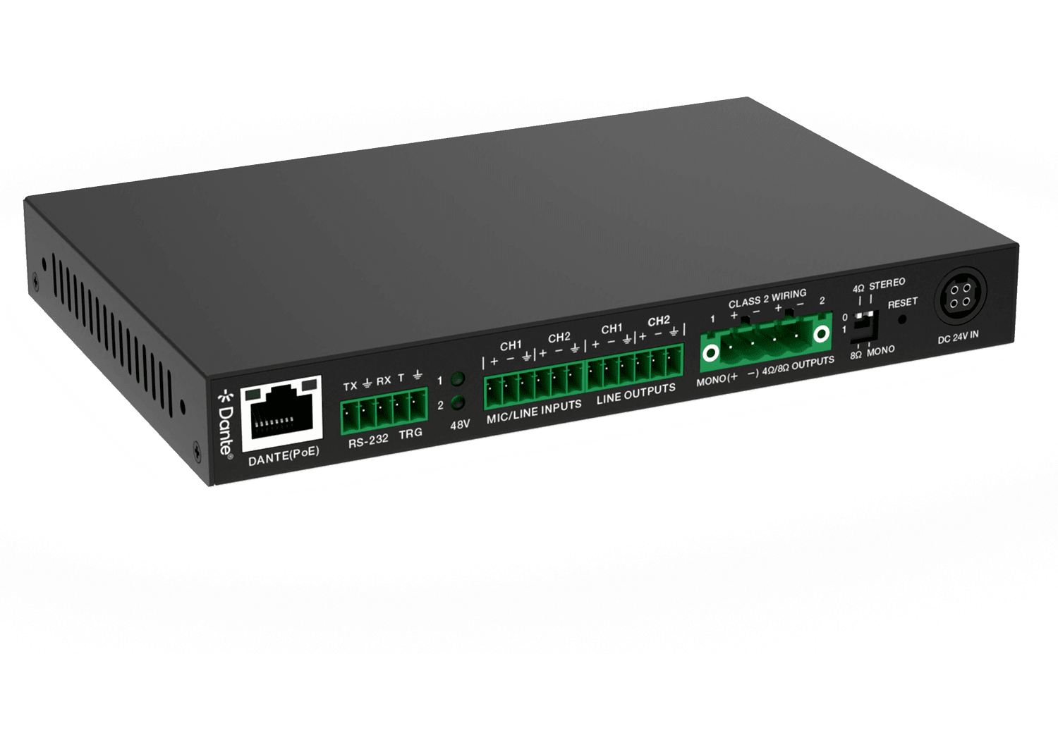 VigilLink VLDT-A2AM30 30W Class D Dante Amplifier with Mic and Line Inputs - view 3