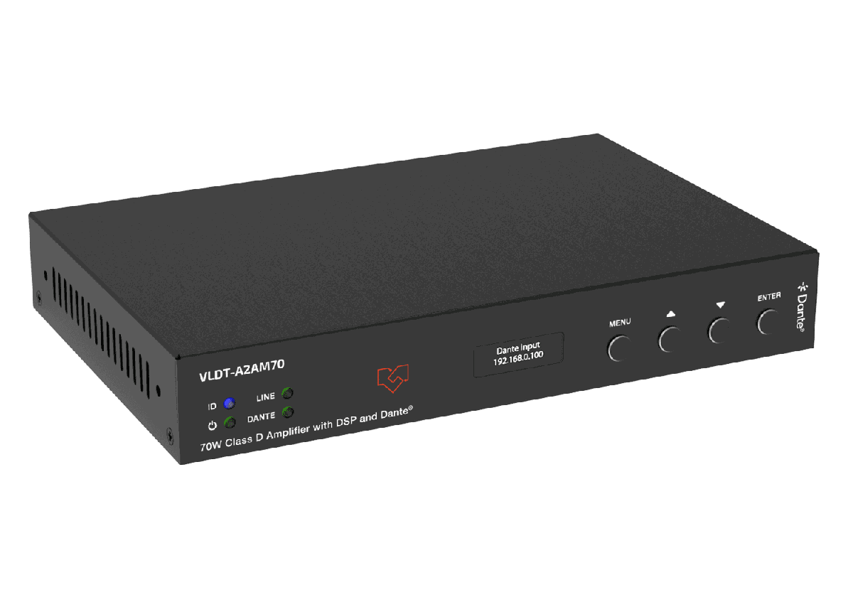 VigilLink VLDT-A2AM70 70W Class D Dante Amplifier with Mic and Line Inputs - view 2
