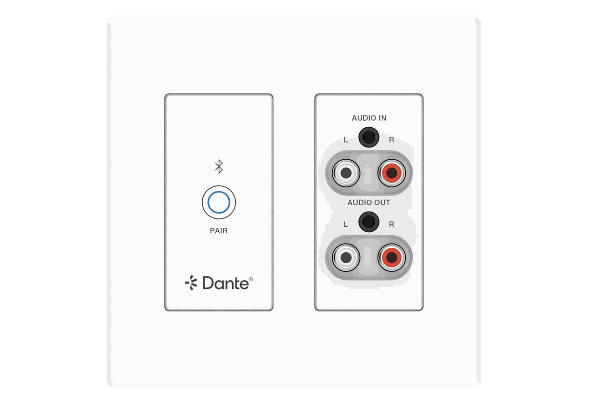 VigilLink VLDT-WP22B2AUS 2x2 Bluetooth, RCA and 3.5mm Dante Wall Plate, US 2-Gang