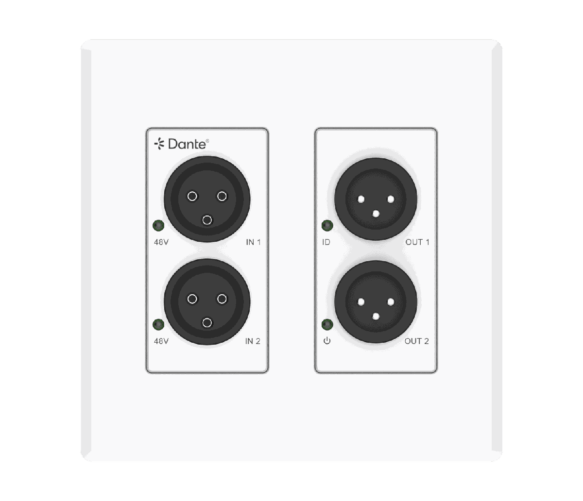VigilLink VLDT-XL22WPUS 2x2 XLR Dante Wall Plate Converter, US 2-Gang product image