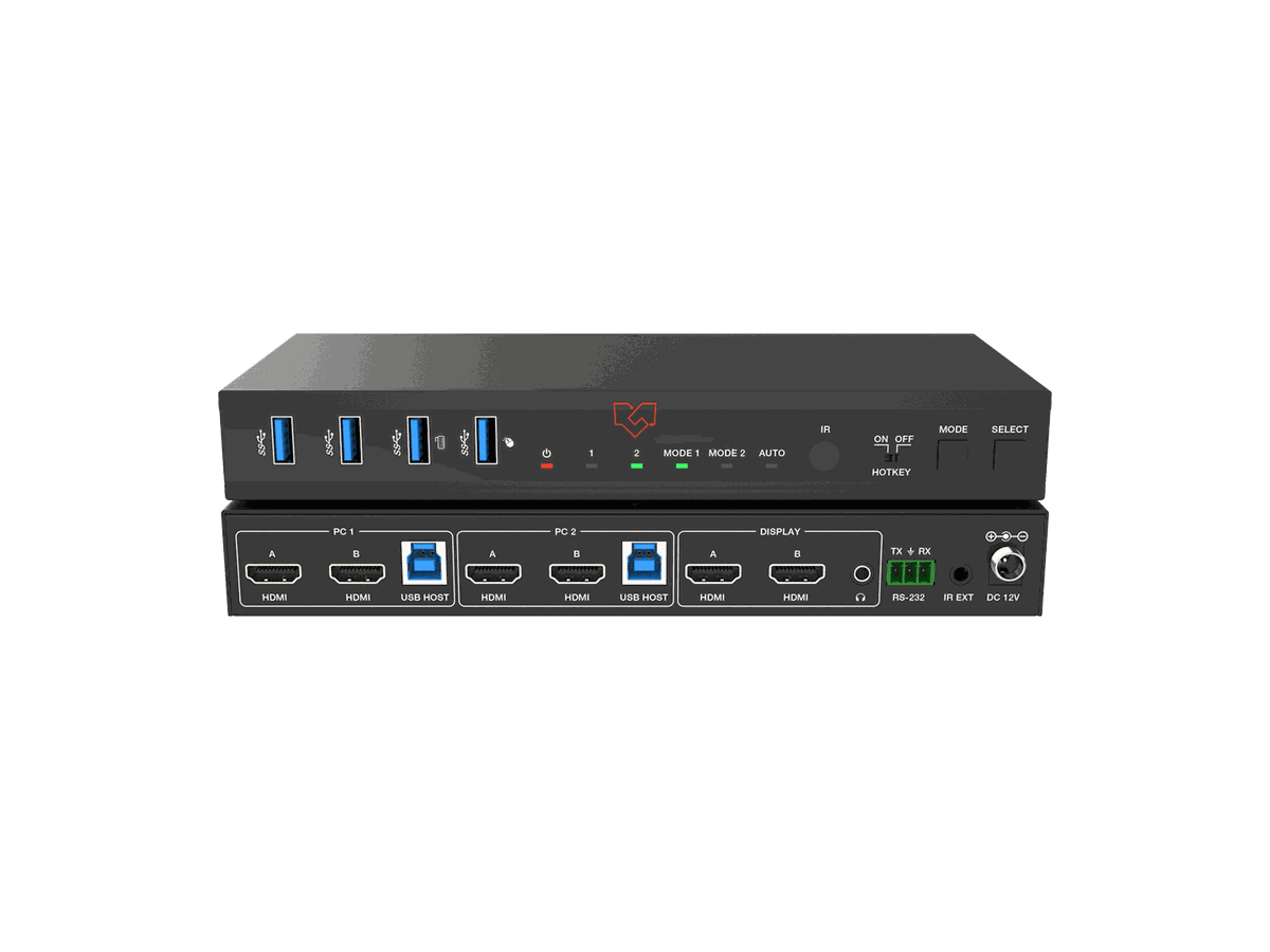 VigilLink VLKV-H202D 2-Port Dual-Monitor 4K60 HDMI KVM Switcher