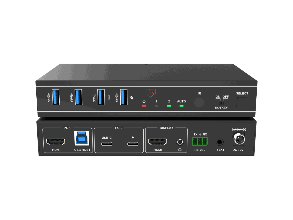 VigilLink VLKV-H20C21 2-Port 4K60 HDMI and USB-C KVM Switcher