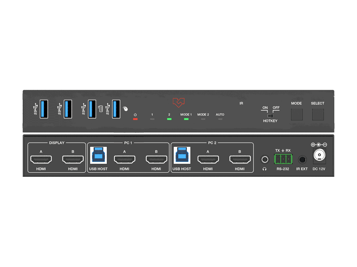 VigilLink VLKV-H212D 2-Port Dual-Monitor 8K60 HDMI KVM Switcher - view 3