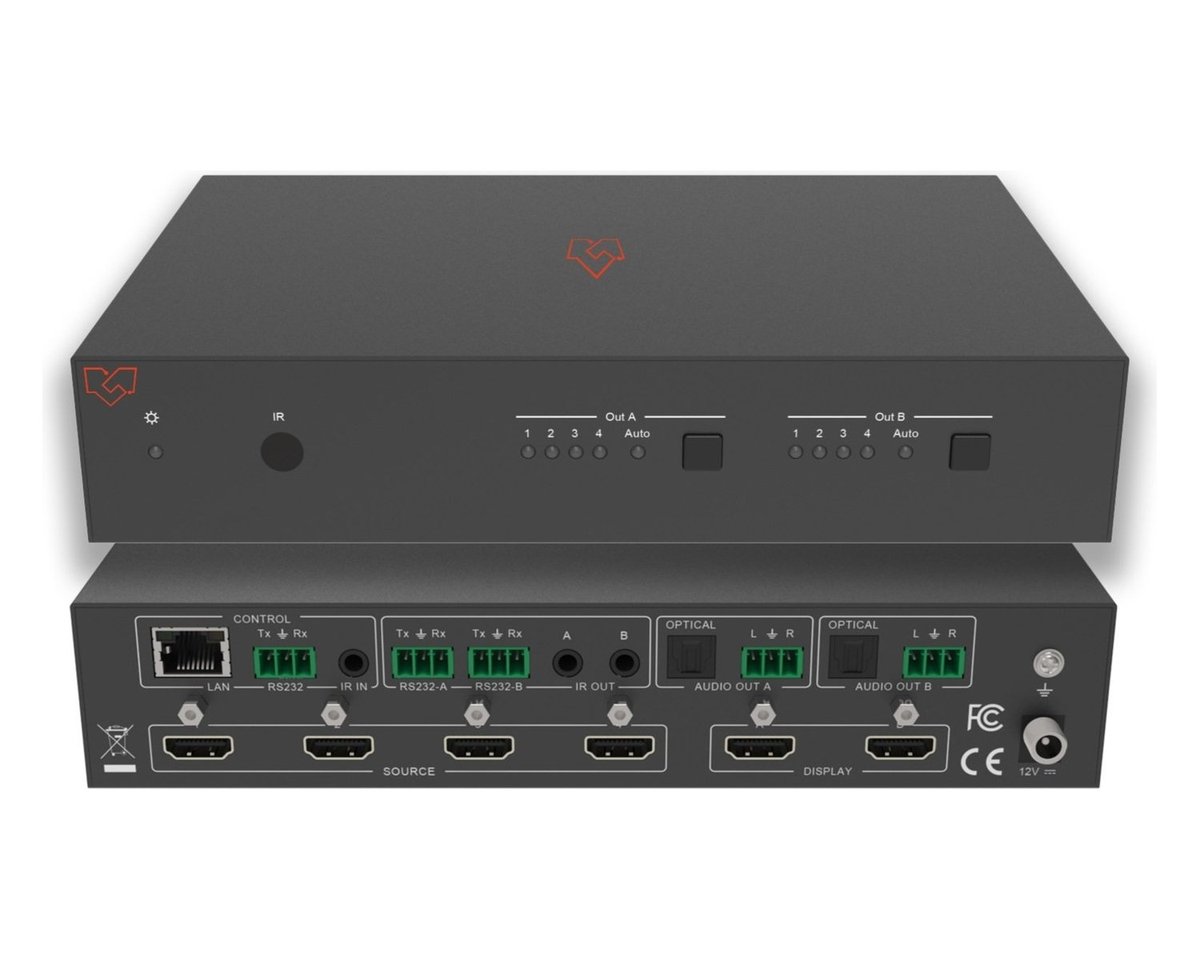 VigilLink VLMX-0402E 4x2 HDMI 2.0 Matrix Switcher with Scaling and Display Control