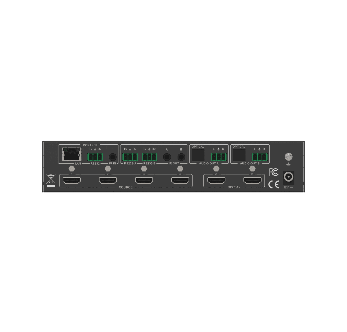 VigilLink VLMX-0402E 4x2 HDMI 2.0 Matrix Switcher with Scaling and Display Control - view 2