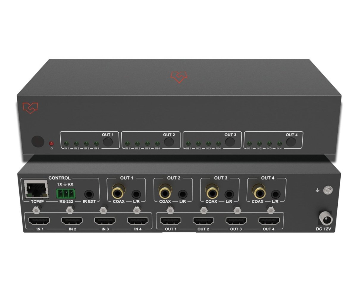 VigilLink VLMX-0404E 4x4 HDMI 2.0 Matrix Switcher with Scaling and Display Control