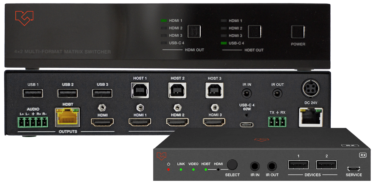 VigilLink VLPT-42H100 4x2 Collaboration Switch with HDBaseT 3.0 Receiver