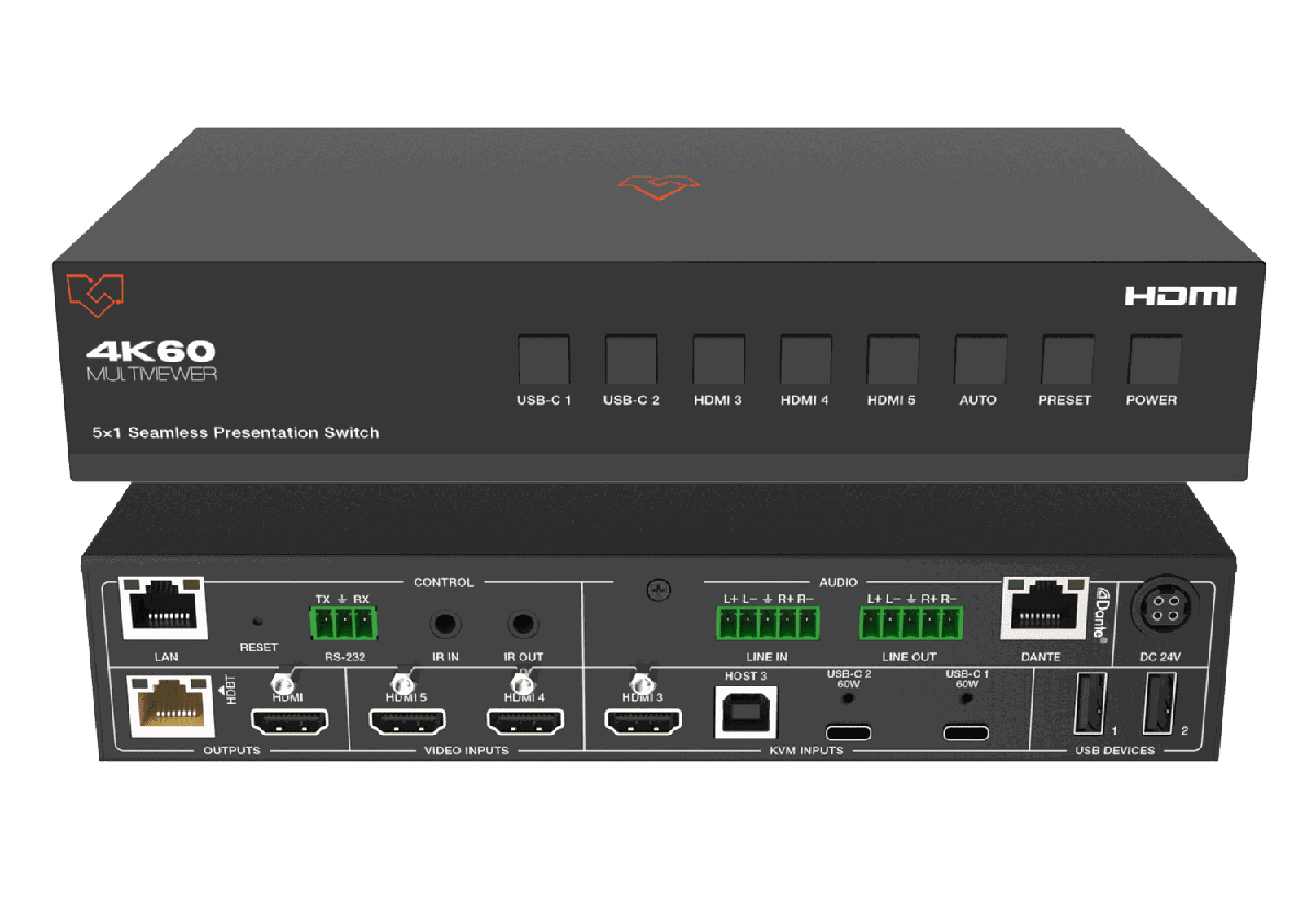 VigilLink VLPT-51HT70 5x1 Seamless Presentation Switcher with Dante and HDBaseT 3.0 - view 3