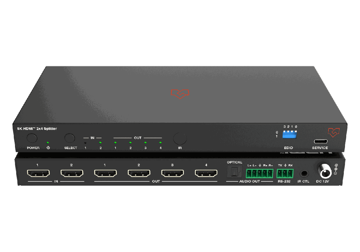 VigilLink VLSP-2x48KA 2x4 HDMI 2.1 Distribution Amplifier with Switching and Audio De-Embedding