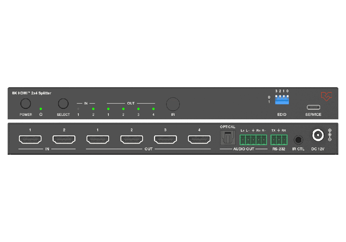 VigilLink VLSP-2x48KA 2x4 HDMI 2.1 Distribution Amplifier with Switching and Audio De-Embedding - view 3