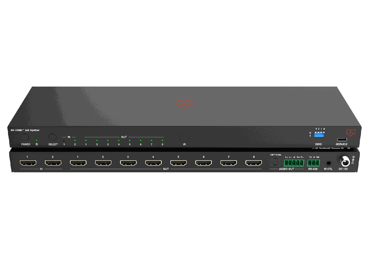 VigilLink VLSP-2x88KA 2x8 HDMI 2.1 Distribution Amplifier with Switching and Audio De-Embedding