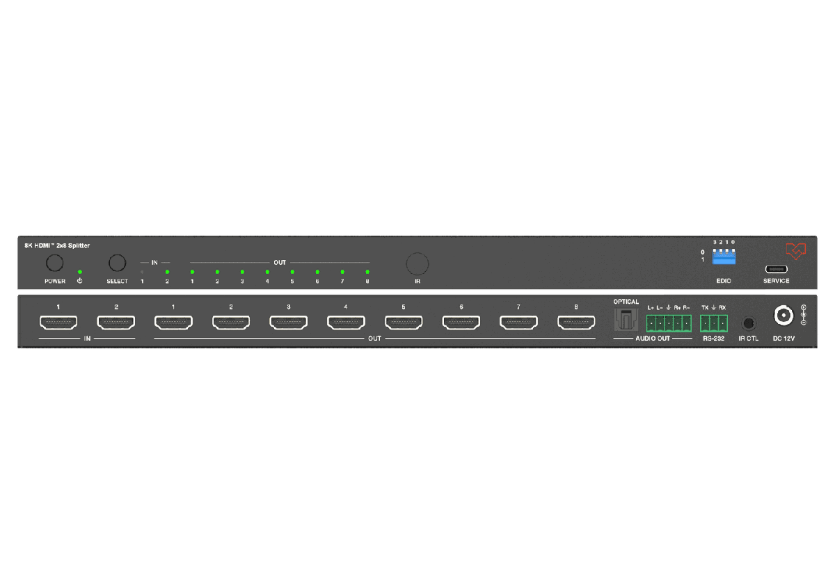 VigilLink VLSP-2x88KA 2x8 HDMI 2.1 Distribution Amplifier with Switching and Audio De-Embedding - view 3
