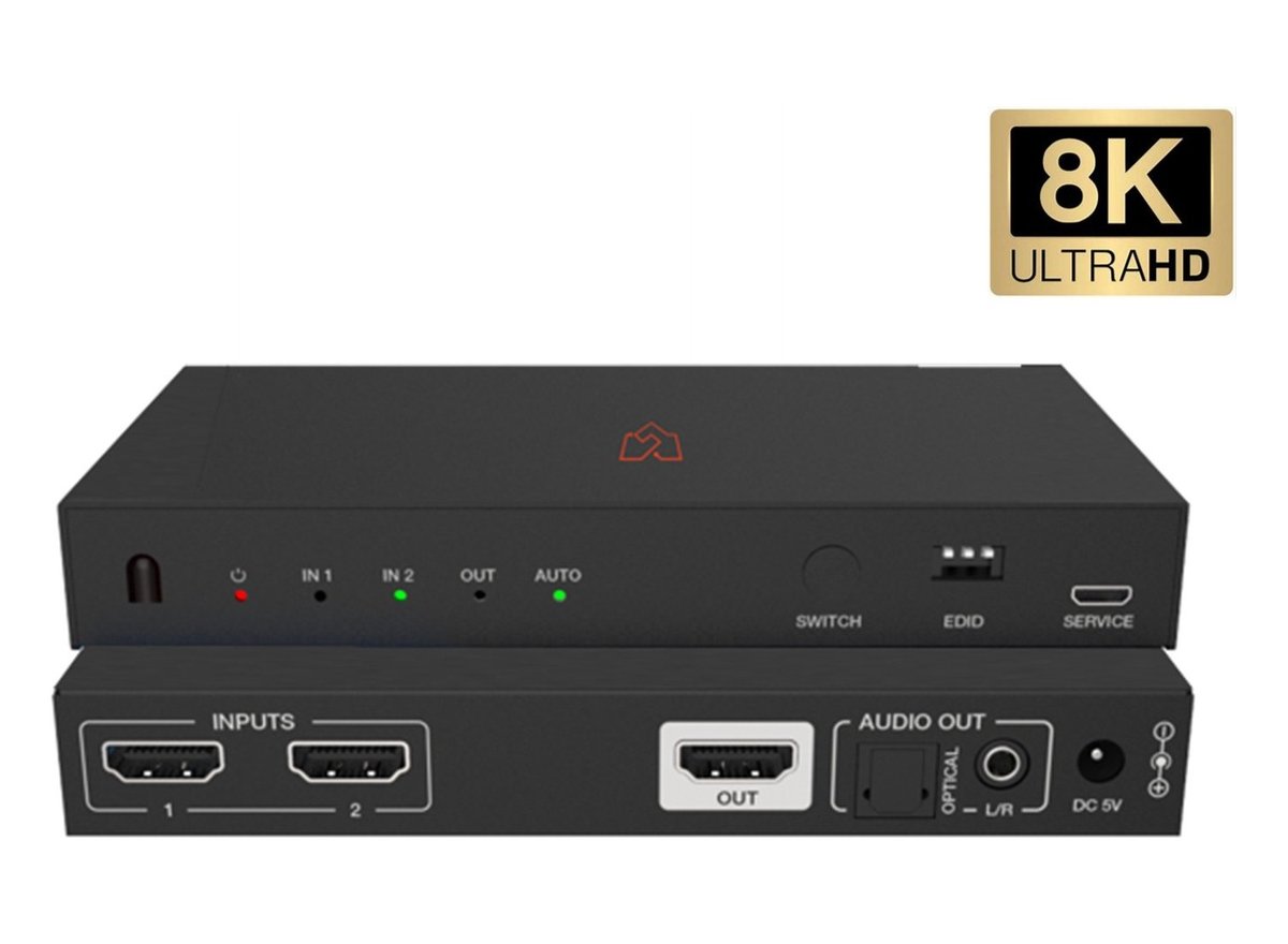 VigilLink VLSW-21H21A 2x1 HDMI 2.1 Switcher with Audio De-Embedder