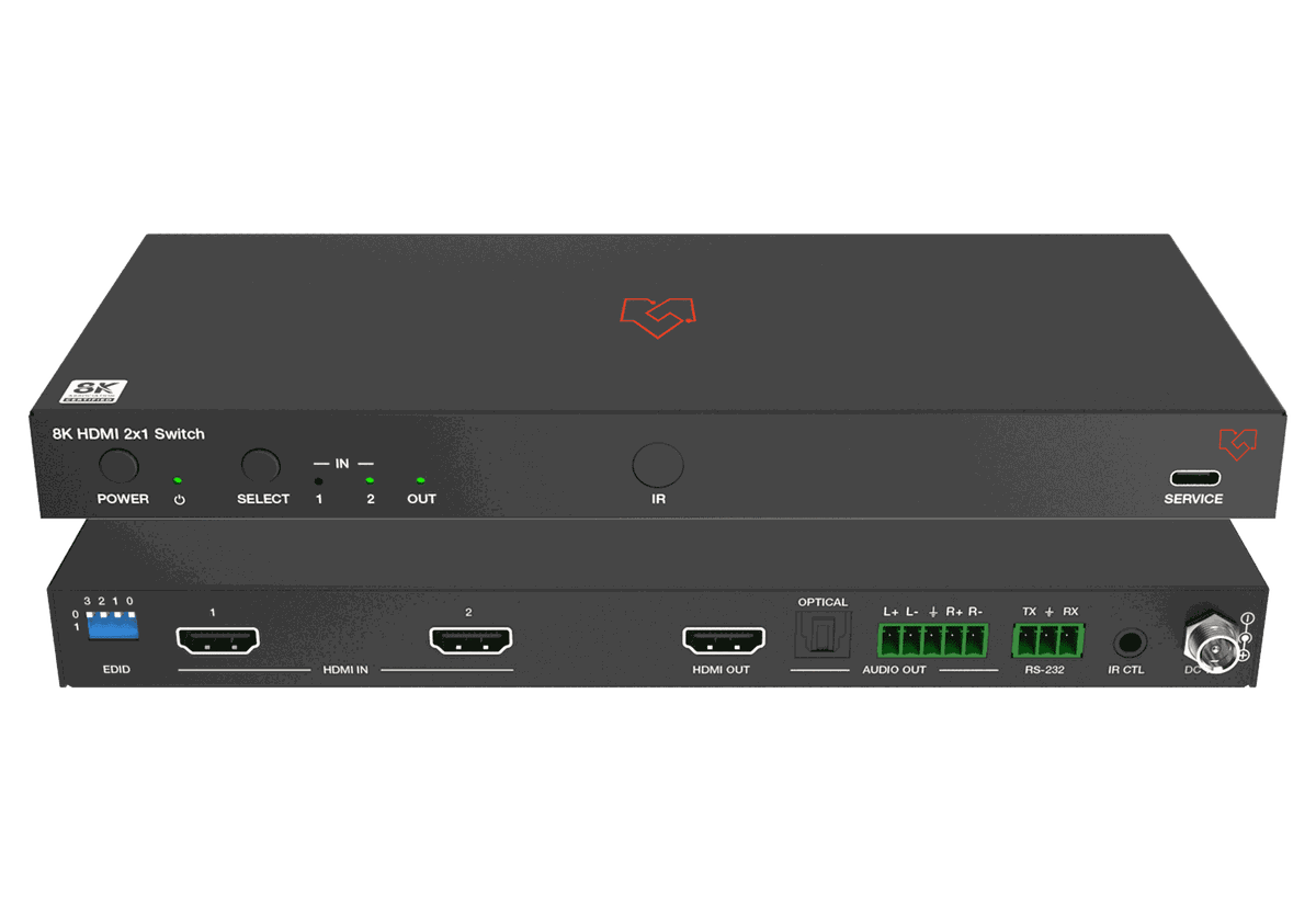 VigilLink VLSW-2x18KA 2x1 HDMI 2.1 Switcher with Audio De-Embedding and Signal Generator