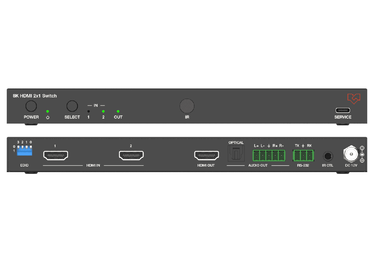 VigilLink VLSW-2x18KA 2x1 HDMI 2.1 Switcher with Audio De-Embedding and Signal Generator - view 3