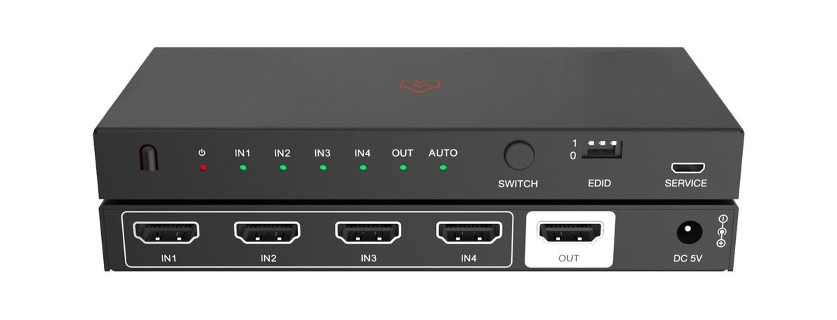 VigilLink VLSW-41H21E 4x1 HDMI 2.1 Switcher with DIP Switch EDID
