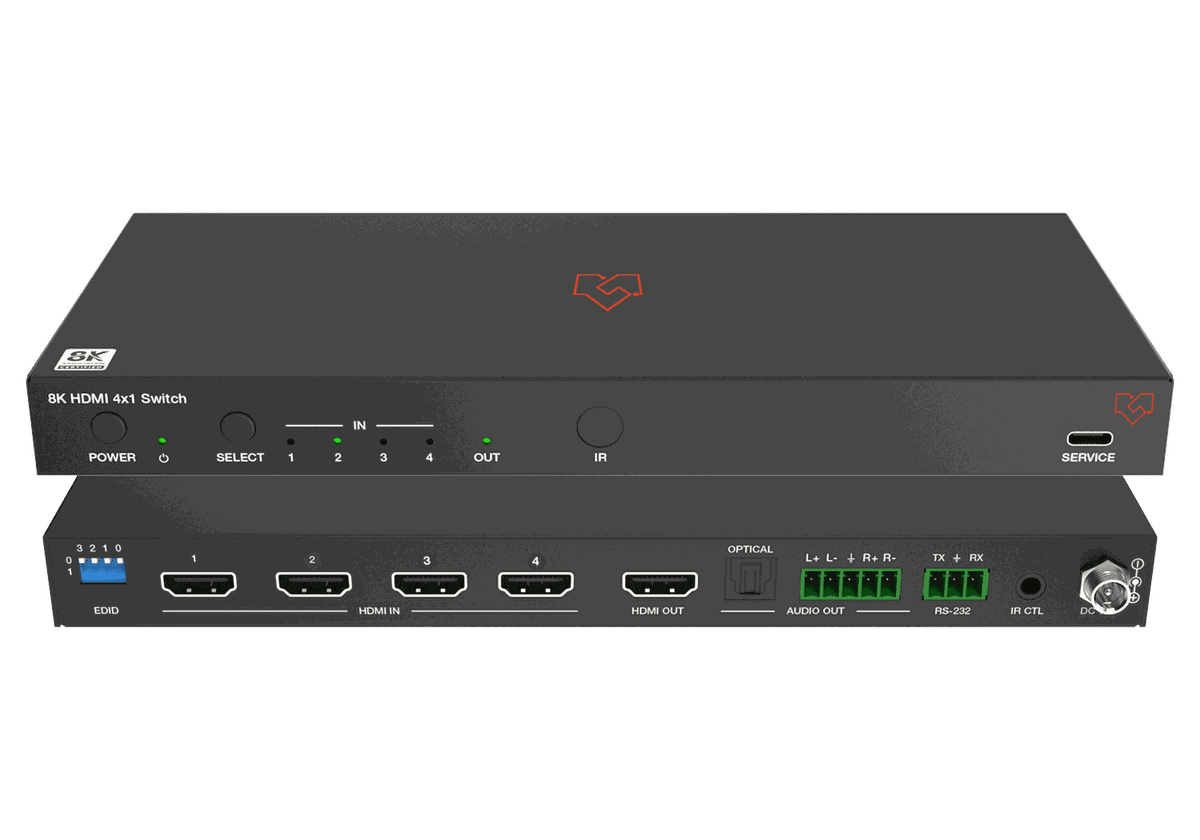 VigilLink VLSW-4x18KA 4x1 HDMI 2.1 Switcher with Audio De-Embedding and Signal Generator