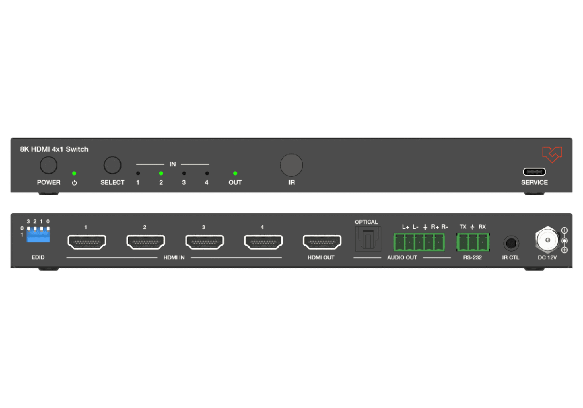 VigilLink VLSW-4x18KA 4x1 HDMI 2.1 Switcher with Audio De-Embedding and Signal Generator - view 3