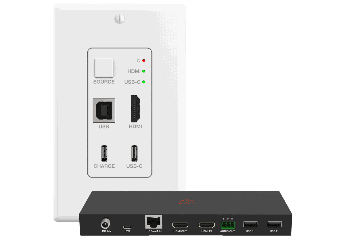 VigilLink VLWP-UHU-TR 2x1 USB-C and HDMI HDBaseT Wall Plate with Receiver and USB 2.0