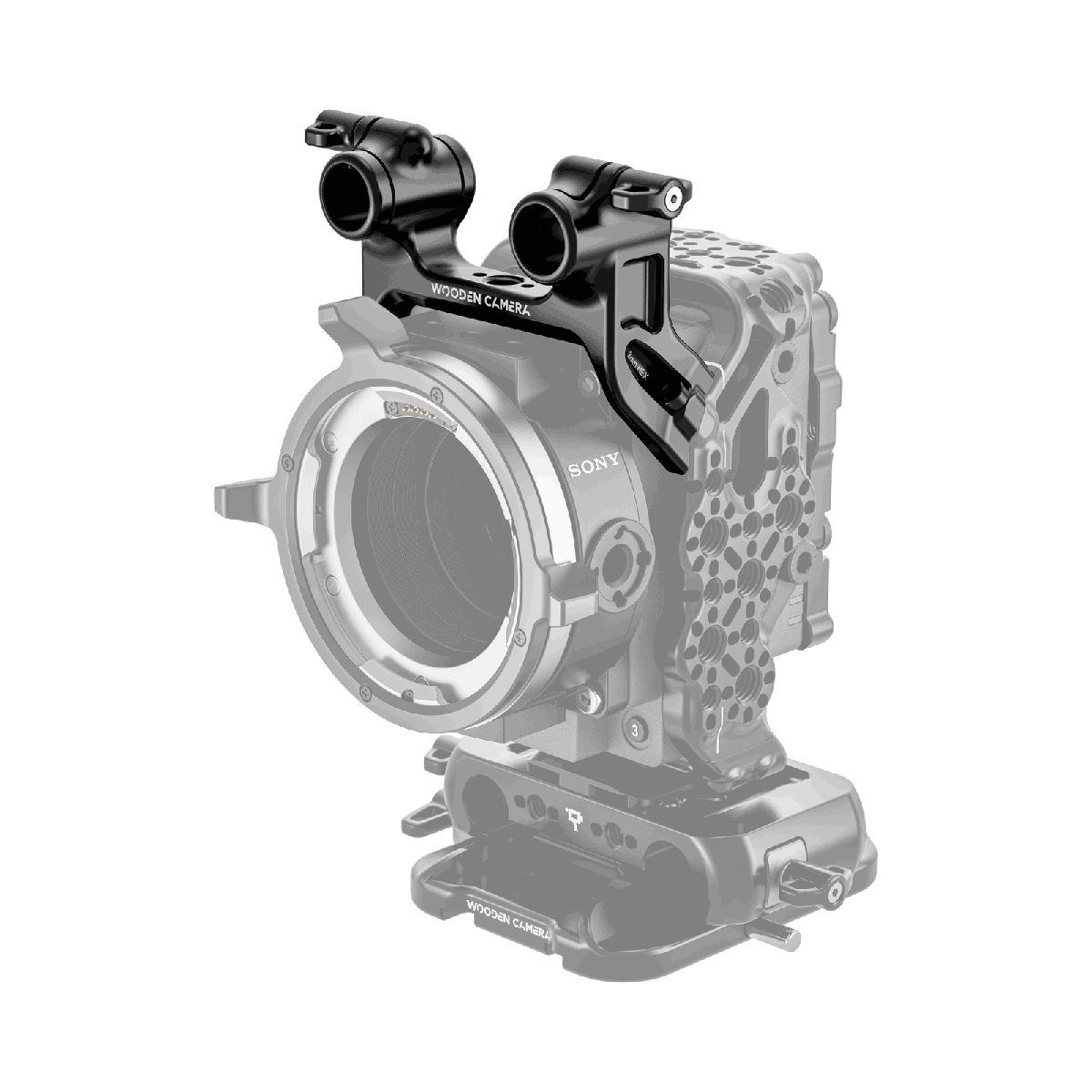 Wooden Camera Cage Mount Top Dual Rod Clamp for Sony Rialto Mini product image