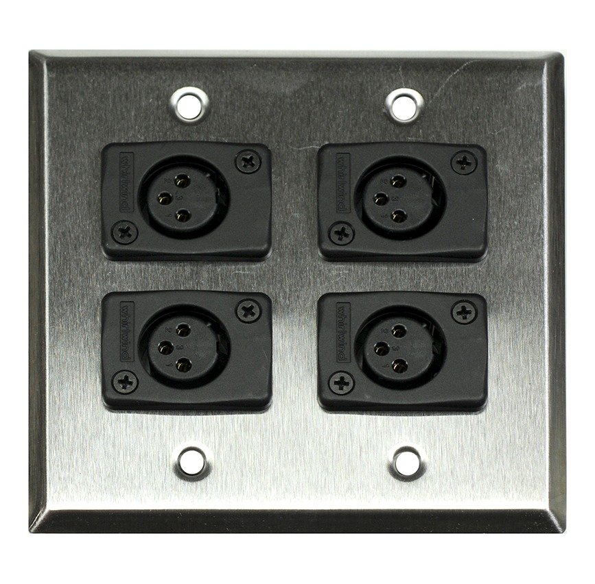 Whirlwind WP2/4FW Wall Plate, Four Female XLR