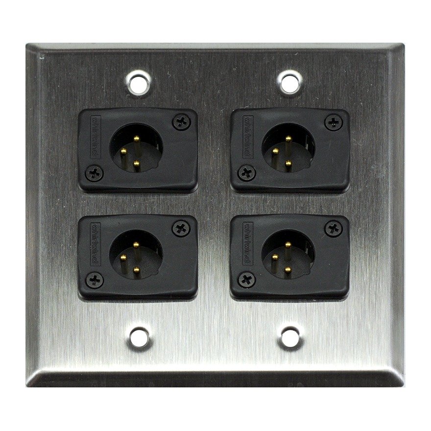 Whirlwind WP2/4MW Wall Plate, Four Male XLR