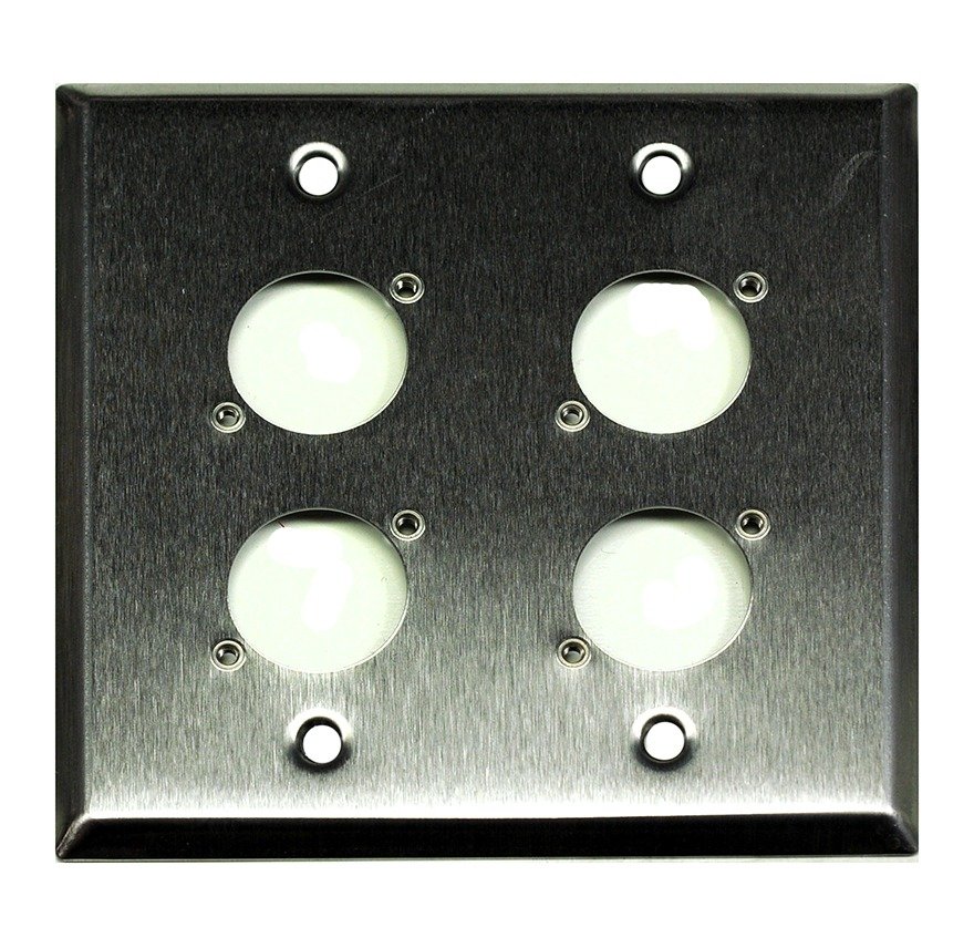 Whirlwind WP2/4NDH Wall Plate, Punched for Four Neutrik D XLRs
