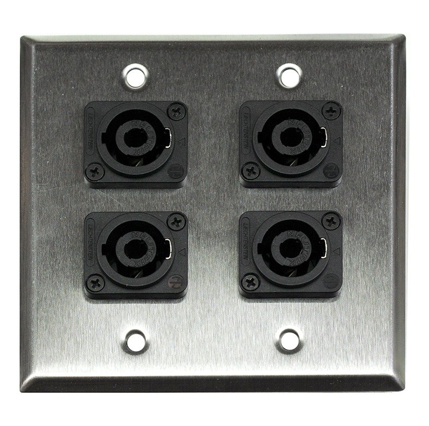 Whirlwind WP2/4NL4 Wall Plate, Four Neutrik NL4