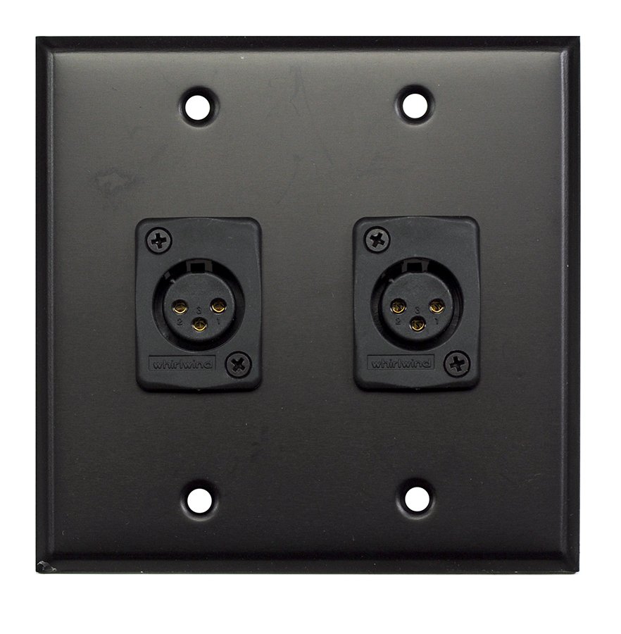 Whirlwind WP2B/2FW Black Wall Plate, Two Female XLR product image