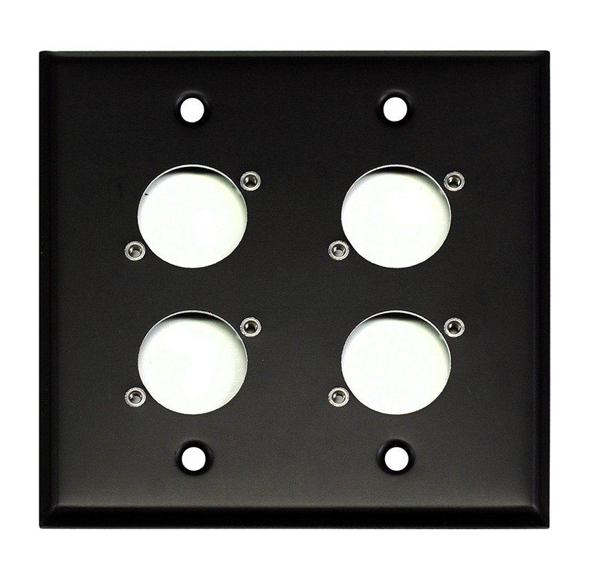 Whirlwind WP2B/4H Wall Plate, Punched for Four Whirlwind XLRs