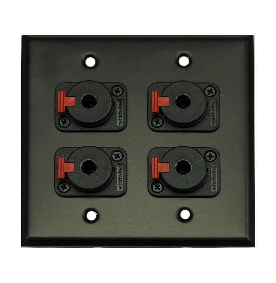 Whirlwind WP2B/4QW Black Wall Plate, Four 1/4 in. Jacks
